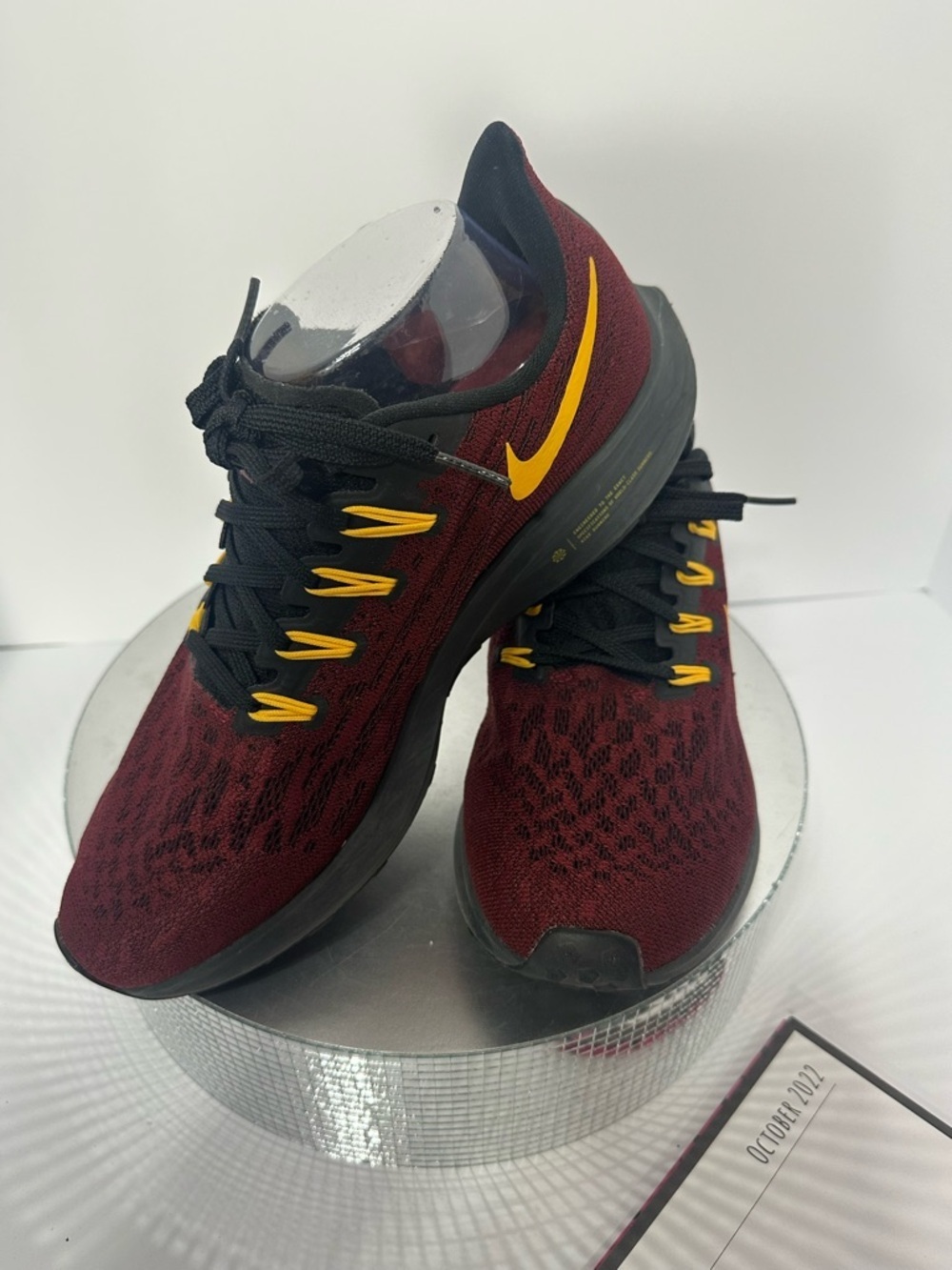 Nike Women's Burgundy and Black Athletic 8.5 with Yellow Accents Pegasus - Picture 3 of 10